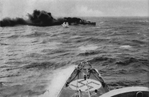 HMS Glowworm under fire