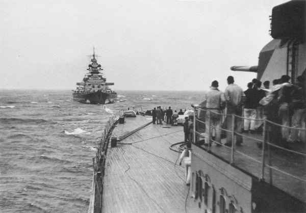 Prinz Eugen refuelling Bismarck