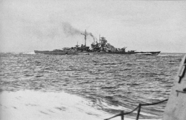 Bismarck as seen from the Prinz Eugen