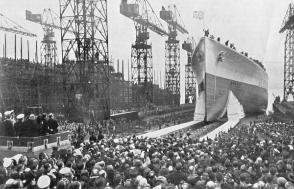Launching of battleship Prince of Wales