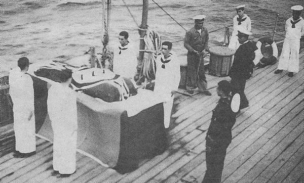 Ceremony aboard the Spanish heavy cruiser Canarias